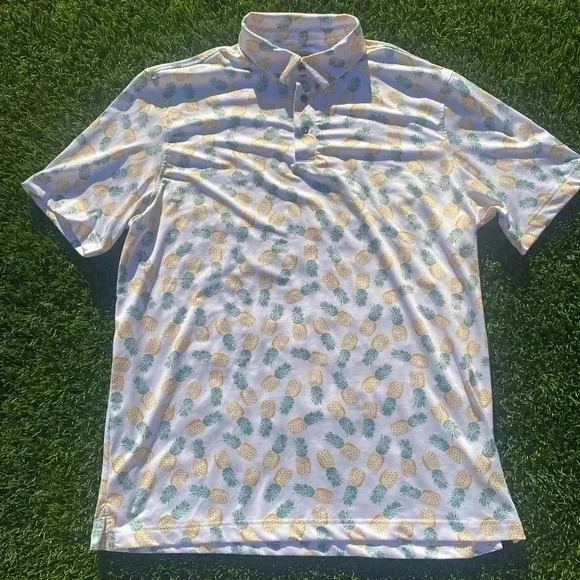 Chase 54 Mens Pineapple Polo Shirt White Large - Picture 1 of 5